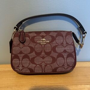 Coach Burgundy Signature Canvas Wristlet